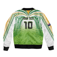 Custom Cook Islands Rugby League Bomber Jacket Tatau Tribal Motifs-Light Green Color - Polynesian Pride
