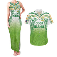 Custom Cook Islands Rugby League Couples Matching Tank Maxi Dress and Hawaiian Shirt Tatau Tribal Motifs-Light Green Color LT03 Green - Polynesian Pride