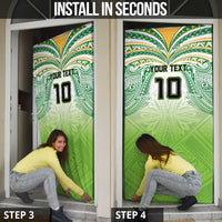 Custom Cook Islands Rugby League Door Cover Tatau Tribal Motifs-Light Green Color - Polynesian Pride