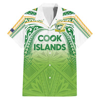 Custom Cook Islands Rugby League Family Matching Mermaid Dress and Hawaiian Shirt Tatau Tribal Motifs-Light Green Color LT03 Dad's Shirt - Short Sleeve Green - Polynesian Pride