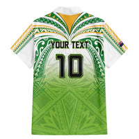 Custom Cook Islands Rugby League Family Matching Mermaid Dress and Hawaiian Shirt Tatau Tribal Motifs-Light Green Color LT03 - Polynesian Pride