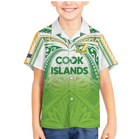 Custom Cook Islands Rugby League Family Matching Mermaid Dress and Hawaiian Shirt Tatau Tribal Motifs-Light Green Color LT03 Son's Shirt Green - Polynesian Pride