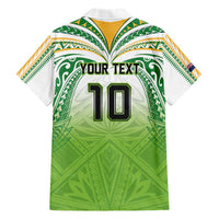 Custom Cook Islands Rugby League Family Matching Short Sleeve Bodycon Dress and Hawaiian Shirt Tatau Tribal Motifs-Light Green Color LT03 - Polynesian Pride