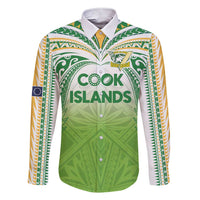 Custom Cook Islands Rugby League Family Matching Short Sleeve Bodycon Dress and Hawaiian Shirt Tatau Tribal Motifs-Light Green Color - Polynesian Pride