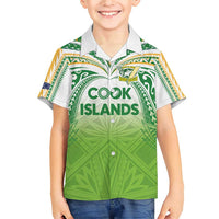 Custom Cook Islands Rugby League Family Matching Short Sleeve Bodycon Dress and Hawaiian Shirt Tatau Tribal Motifs-Light Green Color - Polynesian Pride
