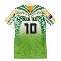 Custom Cook Islands Rugby League Family Matching Summer Maxi Dress and Hawaiian Shirt Tatau Tribal Motifs-Light Green Color LT03 - Polynesian Pride