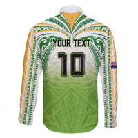 Custom Cook Islands Rugby League Family Matching Tank Maxi Dress and Hawaiian Shirt Tatau Tribal Motifs-Light Green Color LT03 - Polynesian Pride