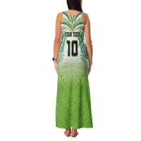 Custom Cook Islands Rugby League Family Matching Tank Maxi Dress and Hawaiian Shirt Tatau Tribal Motifs-Light Green Color LT03 - Polynesian Pride