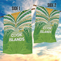 Cook Islands Rugby League Garden Flag Tatau Tribal Motifs-Light Green Color - Polynesian Pride