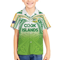 Custom Cook Islands Rugby League Kid Hawaiian Shirt Tatau Tribal Motifs-Light Green Color LT03 Kid Green - Polynesian Pride