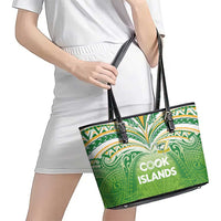 Cook Islands Rugby League Leather Tote Bag Tatau Tribal Motifs-Light Green Color - Polynesian Pride