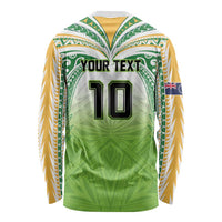 Custom Cook Islands Rugby League Long Sleeve Shirt Tatau Tribal Motifs-Light Green Color - Polynesian Pride