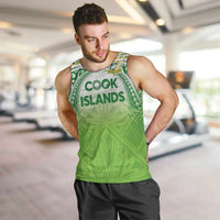 Custom Cook Islands Rugby League Men Tank Top Tatau Tribal Motifs-Light Green Color - Polynesian Pride