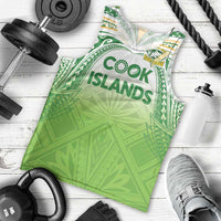 Custom Cook Islands Rugby League Men Tank Top Tatau Tribal Motifs-Light Green Color - Polynesian Pride