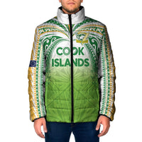 Custom Cook Islands Rugby League Padded Jacket Tatau Tribal Motifs-Light Green Color - Polynesian Pride
