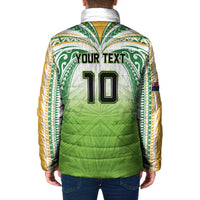 Custom Cook Islands Rugby League Padded Jacket Tatau Tribal Motifs-Light Green Color - Polynesian Pride