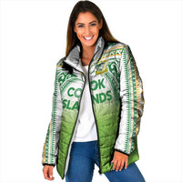 Custom Cook Islands Rugby League Padded Jacket Tatau Tribal Motifs-Light Green Color - Polynesian Pride