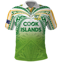 Custom Cook Islands Rugby League Polo Shirt Tatau Tribal Motifs-Light Green Color LT03 Green - Polynesian Pride