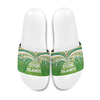 Cook Islands Rugby League Slide Sandals Tatau Tribal Motifs-Light Green Color - Polynesian Pride