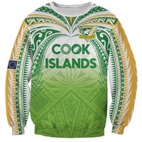 Custom Cook Islands Rugby League Sweatshirt Tatau Tribal Motifs-Light Green Color - Polynesian Pride