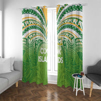 Cook Islands Rugby League Window Curtain Tatau Tribal Motifs-Light Green Color - Polynesian Pride