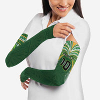 Custom Cook Islands Rugby League Arm Sleeves Tatau Tribal Motifs-Dark Green Color - Polynesian Pride