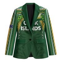 Custom Cook Islands Rugby League Blazer Tatau Tribal Motifs-Dark Green Color - Polynesian Pride