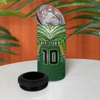 Custom Cook Islands Rugby League 4 in 1 Can Cooler Tumbler Tatau Tribal Motifs-Dark Green Color - Polynesian Pride