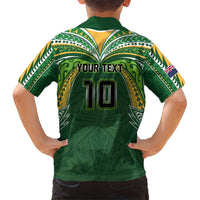 Custom Cook Islands Rugby League Family Matching Mermaid Dress and Hawaiian Shirt Tatau Tribal Motifs-Dark Green Color LT03 - Polynesian Pride