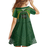 Custom Cook Islands Rugby League Family Matching Off The Shoulder Long Sleeve Dress and Hawaiian Shirt Tatau Tribal Motifs-Dark Green Color LT03 - Polynesian Pride