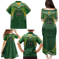 Custom Cook Islands Rugby League Family Matching Puletasi and Hawaiian Shirt Tatau Tribal Motifs-Dark Green Color LT03 - Polynesian Pride
