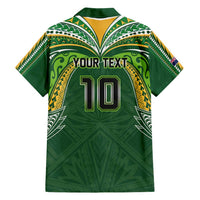 Custom Cook Islands Rugby League Family Matching Short Sleeve Bodycon Dress and Hawaiian Shirt Tatau Tribal Motifs-Dark Green Color LT03 - Polynesian Pride