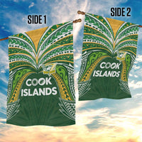 Cook Islands Rugby League Garden Flag Tatau Tribal Motifs-Dark Green Color - Polynesian Pride