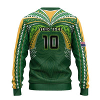 Custom Cook Islands Rugby League Ugly Christmas Sweater Tatau Tribal Motifs-Dark Green Color - Polynesian Pride