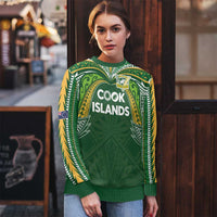 Custom Cook Islands Rugby League Ugly Christmas Sweater Tatau Tribal Motifs-Dark Green Color - Polynesian Pride