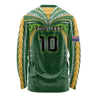 Custom Cook Islands Rugby League Long Sleeve Shirt Tatau Tribal Motifs-Dark Green Color - Polynesian Pride