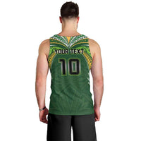 Custom Cook Islands Rugby League Men Tank Top Tatau Tribal Motifs-Dark Green Color - Polynesian Pride
