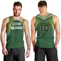 Custom Cook Islands Rugby League Men Tank Top Tatau Tribal Motifs-Dark Green Color - Polynesian Pride