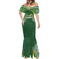 Custom Cook Islands Rugby League Mermaid Dress Tatau Tribal Motifs-Dark Green Color - Polynesian Pride