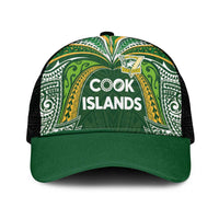Cook Islands Rugby League Mesh Trucker Cap Tatau Tribal Motifs-Dark Green Color - Polynesian Pride