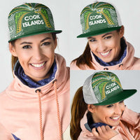 Cook Islands Rugby League Mesh Trucker Cap Tatau Tribal Motifs-Dark Green Color - Polynesian Pride