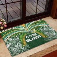 Cook Islands Rugby League Rubber Doormat Tatau Tribal Motifs-Dark Green Color - Polynesian Pride