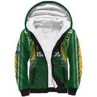 Custom Cook Islands Rugby League Sherpa Hoodie Tatau Tribal Motifs-Dark Green Color - Polynesian Pride