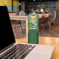 Custom Cook Islands Rugby League Skinny Tumbler Tatau Tribal Motifs-Dark Green Color - Polynesian Pride