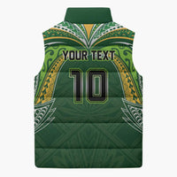 Custom Cook Islands Rugby League Sleeveless Puffer Jacket Tatau Tribal Motifs-Dark Green Color - Polynesian Pride
