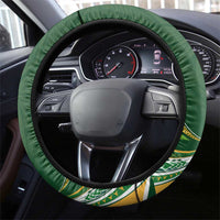 Cook Islands Rugby League Steering Wheel Cover Tatau Tribal Motifs-Dark Green Color - Polynesian Pride