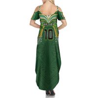 Custom Cook Islands Rugby League Summer Maxi Dress Tatau Tribal Motifs-Dark Green Color LT03 - Polynesian Pride