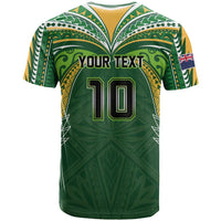 Custom Cook Islands Rugby League T-Shirt - Tatau Tribal Motifs Dark Green LT03 - Polynesian Pride