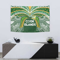 Cook Islands Rugby League Tapestry Tatau Tribal Motifs-Dark Green Color - Polynesian Pride