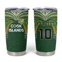 Custom Cook Islands Rugby League Tumbler Cup Tatau Tribal Motifs-Dark Green Color - Polynesian Pride